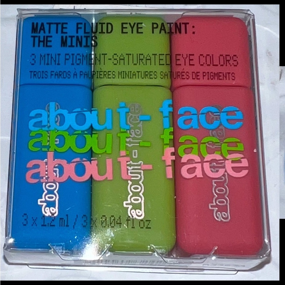 About-Face Matte Fluid Eye Paint Minis - Pink, Green, Blue